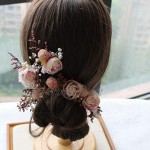 weichuang Bridal Accessories Bride Mori Headdress Dry Lace princess flower Hair Pinch Set Korean bridal Wedding hair Jewelry Hair accessories (Main Stone Color : Silver)