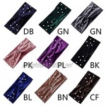 Women Velvet Solid Color Headband Vintage Twisted Knotted Wide Band Imitation Pearl Beading Jewelry Sports Party Turban Headwrap Ear Warmers Jewelry Gifts TINGG (Color : GN)