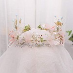 xingguang Bridal headdress Romantic Women Wreath Sweet Butterfly Flower Fairy Hairband Women Party Headband Bridal Hair Jewelry Accessories (Metal color : As show)