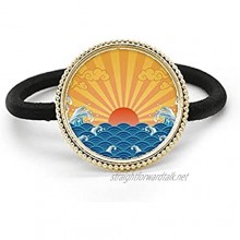 Sun Cloud Sea Water Weather Pattern Silver Metal Hair Tie And Rubber Band Headdress