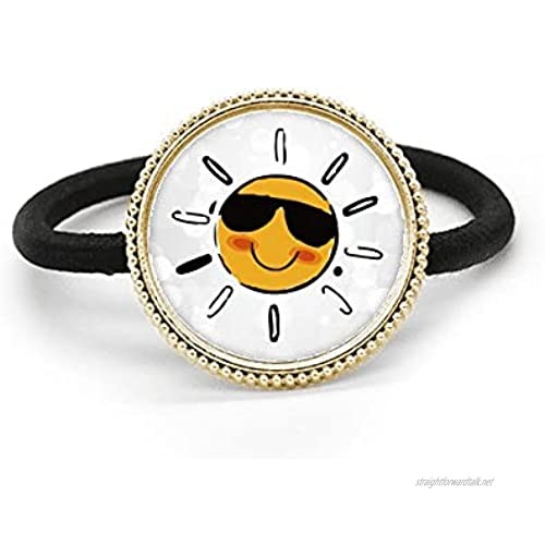 Sunglasses Weather Sun Illustration Pattern Silver Metal Hair Tie And Rubber Band Headdress