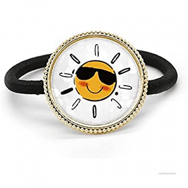 Sunglasses Weather Sun Illustration Pattern Silver Metal Hair Tie And Rubber Band Headdress