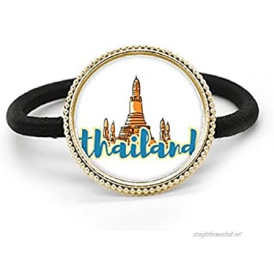 Thailand Wat Haw Pha Kaew Illustration Silver Metal Hair Tie And Rubber Band Headdress