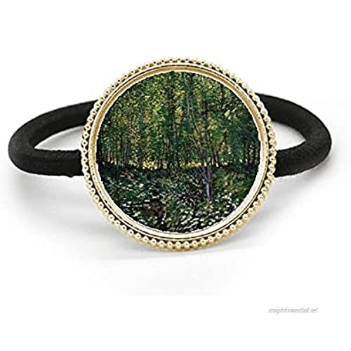 Tree Forest Flower Landscape Illustration Silver Metal Hair Tie And Rubber Band Headdress