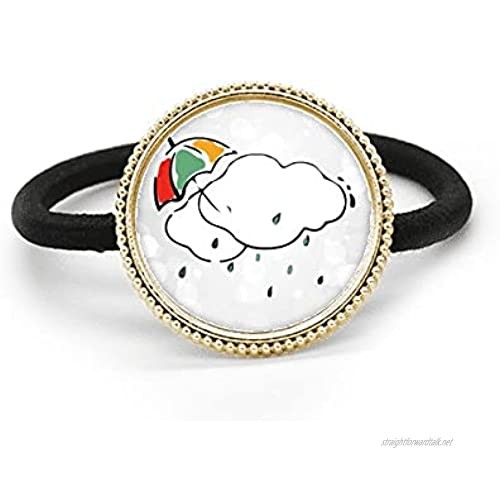 Umbrella Weather Cloud Illustration Pattern Silver Metal Hair Tie And Rubber Band Headdress