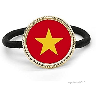 Vietnam National Flag Asia Country Silver Metal Hair Tie And Rubber Band Headdress