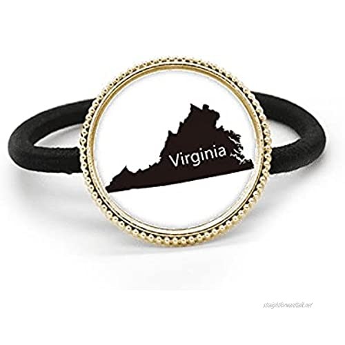 Virginia America USA Map Outline Silver Metal Hair Tie And Rubber Band Headdress