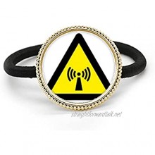 Warning Symbol Yellow Black Radiation Triangle Silver Metal Hair Tie And Rubber Band Headdress