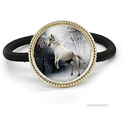 White Horse Science Nature Scenery Silver Metal Hair Tie And Rubber Band Headdress