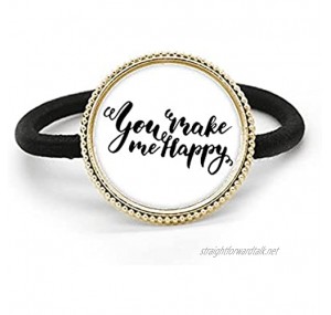 You Make Me Happy Quote Style Silver Metal Hair Tie And Rubber Band Headdress