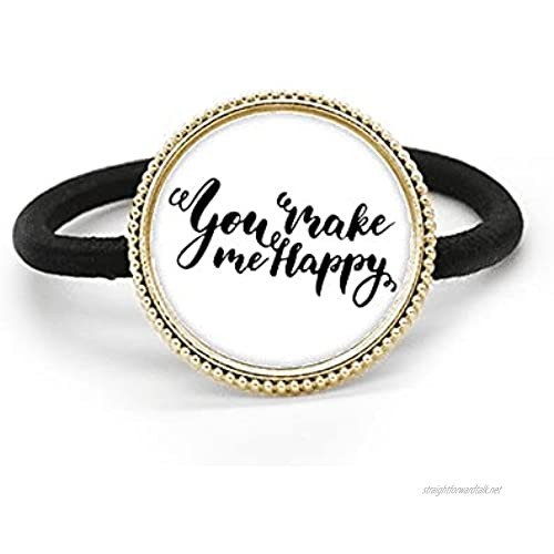 You Make Me Happy Quote Style Silver Metal Hair Tie And Rubber Band Headdress