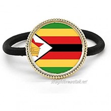 Zimbabwe National Flag Africa Country Silver Metal Hair Tie And Rubber Band Headdress