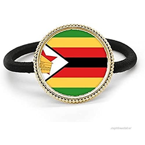 Zimbabwe National Flag Africa Country Silver Metal Hair Tie And Rubber Band Headdress