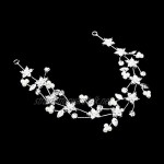 Ant Hony Wedding Bridal Jewellery Silver Plated Delicate Hair Comb with Flowers Leaves Crystal Clear Transparent Warm White 29 cm long