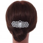 Avalaya Bridal/Wedding/Prom/Party Art Deco Style Rhodium Plated Tone Austrian Crystal Hair Comb - 80mm W