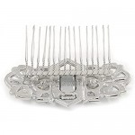 Avalaya Bridal/Wedding/Prom/Party Art Deco Style Rhodium Plated Tone Austrian Crystal Hair Comb - 80mm W