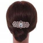 Avalaya Bridal/Wedding/Prom/Party Art Deco Style Rose Gold Tone Tone Austrian Crystal Hair Comb - 80mm W