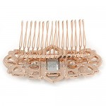 Avalaya Bridal/Wedding/Prom/Party Art Deco Style Rose Gold Tone Tone Austrian Crystal Hair Comb - 80mm W