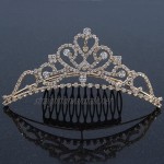 Avalaya Bridal/Wedding/Prom/Party Gold Plated Diamante Hair Comb/Tiara - 12cm