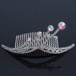 Avalaya Bridal/Wedding/Prom/Party Rhodium Plated 'Shooting Star' Diamante Hair Comb Tiara - 11cm
