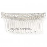 Avalaya Bridal/Wedding/Prom/Party Silver Plated Clear Crystal Cream Faux Pearl Square Hair Comb - 85mm