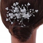 Avalaya Handmade Bridal/Wedding/Prom/Party Silver Tone Clear Crystal Faux Glass Pearl Flower and Butterfly Side Hair Comb - 90mm