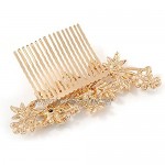 Avalaya Large Bridal/Wedding/Prom/Party Rose Gold Tone Clear Crystal Simulated Pearl Floral Hair Comb - 10.5cm