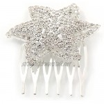 Avalaya 'Shining Star' Rhodium Plated Clear Diamante Mini Hair Comb - 45mm