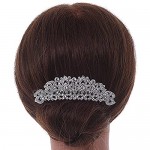 Avalaya Statement Bridal/Wedding/Prom/Party Rhodium Plated Clear Crystal Side Hair Comb - 110mm Across