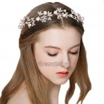 Clearine Women's Bohemian Sunflower Leaf Ivory Color Simulated Pearl Crystal Bride Hair Comb Headband