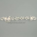 Clearine Women's Bohemian Sunflower Leaf Ivory Color Simulated Pearl Crystal Bride Hair Comb Headband