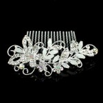 Crystal Flower Hair Comb Bridal Wedding Hair Pin Silver