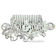 Crystal Flower Hair Comb Bridal Wedding Hair Pin Silver