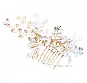 dragonaur Elegant Wedding Accessory Headdress Rhinestone Inlaid Flower Bridal Comb Hair Pin Wedding Prom Hair Accessories Golden