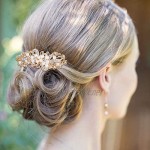 EVER FAITH Austrian Crystal Cream Simulated Pearl Floral Flower Bowknot Hair Comb Silver-Tone