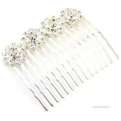 Four Flower Crystal and Silver Hair Comb