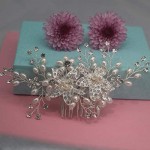 Mondora Wedding Hair Comb Flower Handmade DIY Women's Ivory Color Simulated Pearl Austrian Crystal Silver-Tone Clear