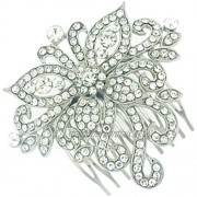 PYNK Jewellery Bridal Hair Accessories Large Crystal Spiral Butterfly Hair Comb