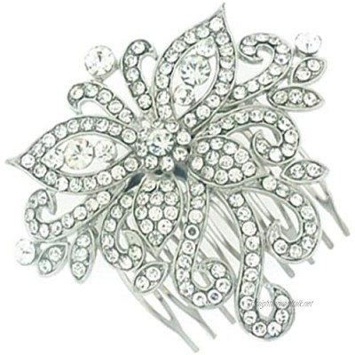 PYNK Jewellery Bridal Hair Accessories Large Crystal Spiral Butterfly Hair Comb