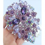 Sindary Gorgeous Headpiece 4.13 Silver Tone Purple Austrian Crystal Flower Hair Comb UKH3905