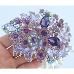 Sindary Gorgeous Headpiece 4.13 Silver Tone Purple Austrian Crystal Flower Hair Comb UKH3905