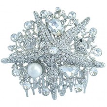 Sindary Wedding Headpiece 3.15" Pearl Austrian Crystal Starfish Hair Comb UKH6412