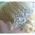 Sindary Wedding Headpiece 4.33 Austrian Crystal Teardrop Flower Hair Comb UKH4238