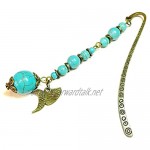 Antique Brass Hair Stick w Bird Charm & Semi-Precious Turquoise