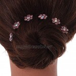 Avalaya Bridal/Wedding/Prom/Party Set of 6 Plum/Purple Austrian Crystal Daisy Flower Hair Pins in Silver Tone