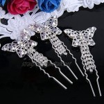 Clearine Women's Wedding Bridal Butterfly Crystal Tassel Hair Comb Pin Set of 3 Pcs