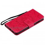 DENDICO Huawei Y9 2018 Case Premium PU Leather Wallet Flip Case Sun Flower Pattern Folio Magnetic Case for Huawei Y9 2018 - Red