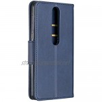 Grandoin Case for Nokia 6.1 Premium PU Leather Unique Design Magnetic Flip Cover with Card Slots Holders [Soft Silicone Inner] Bookstyle Wallet Case (Blue)