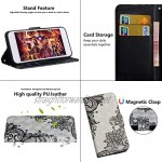 Grandoin Case for Samsung Galaxy A30S 3D Premium PU Leather Unique Design Magnetic Flip Cover with Card Slots Holders [Soft Silicone Inner] Bookstyle Wallet Case (Black Lace)