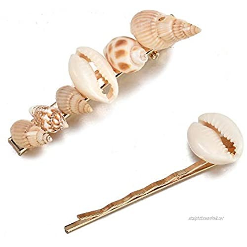 Hair accessory set of 2 hair clips in beach look with cowrie shells as a hair pin.